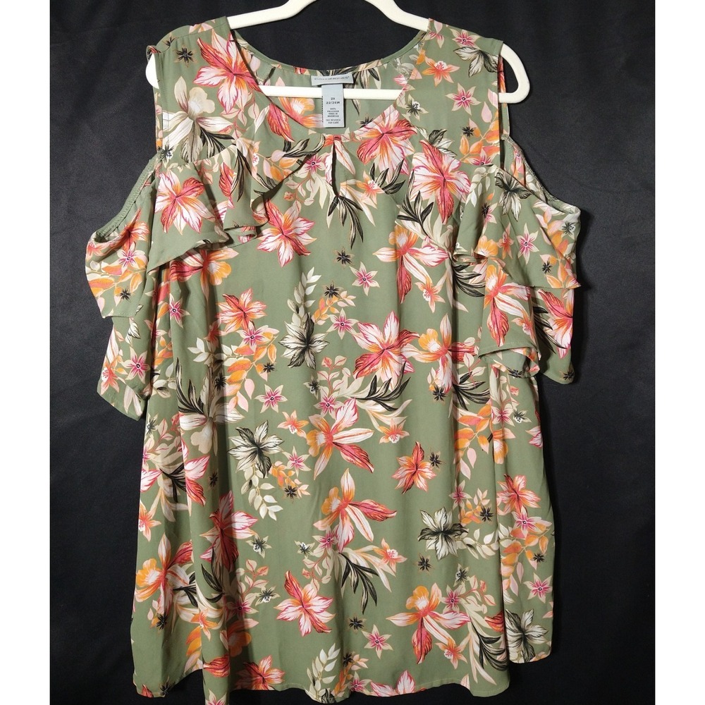 Catherines Cold Shoulder Top Boho Cottagecore Vacation Bloomcore 2X 22/24